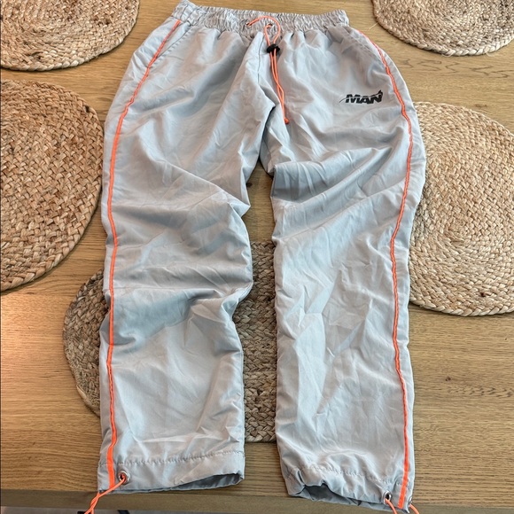 Man by boohoo man official Gray Pants with Orange Trim size medium - Picture 1 of 4